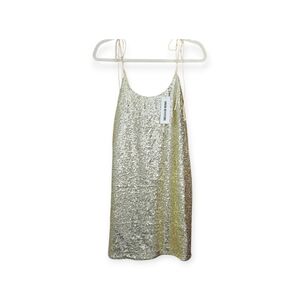 NWT Urban Outfitters Gold Sequin  Fully-Lined Tie-Shoulder Slip Dress, Small